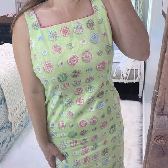 SHARON Young vintage floral button print shift dress size 8 - Picture 2 of 10